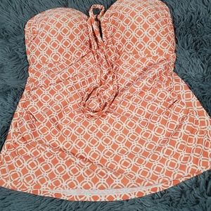 Merona women's Y2K tankini coral & white top size medium